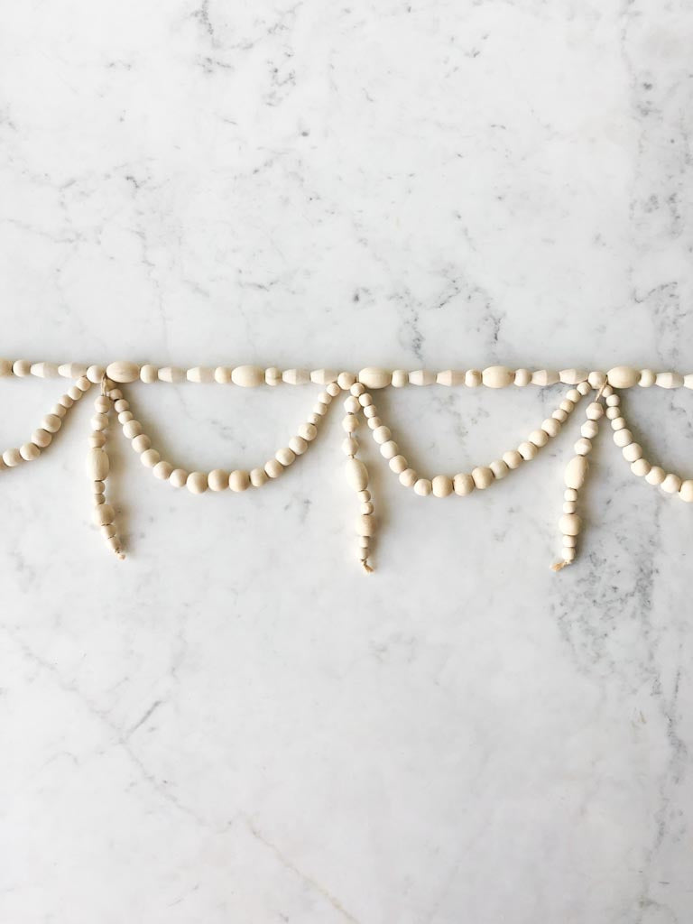 Natural Wood Beaded Garland – Unique Decor by Michelle